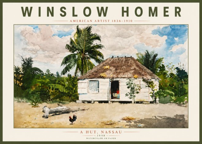 Winslow Homer A Hut, Nassau No6 - Póster