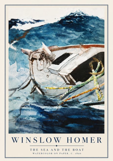 Winslow Homer The Sea and the Boat No5 - Póster