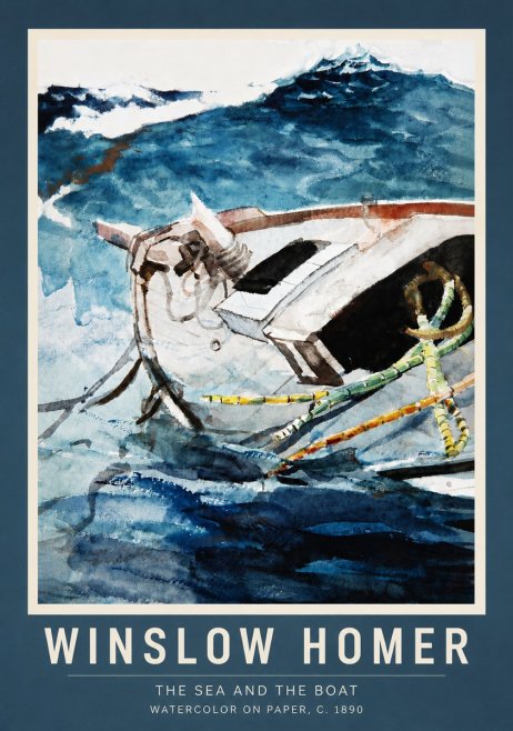 Winslow Homer The Sea and the Boat No6 - Póster