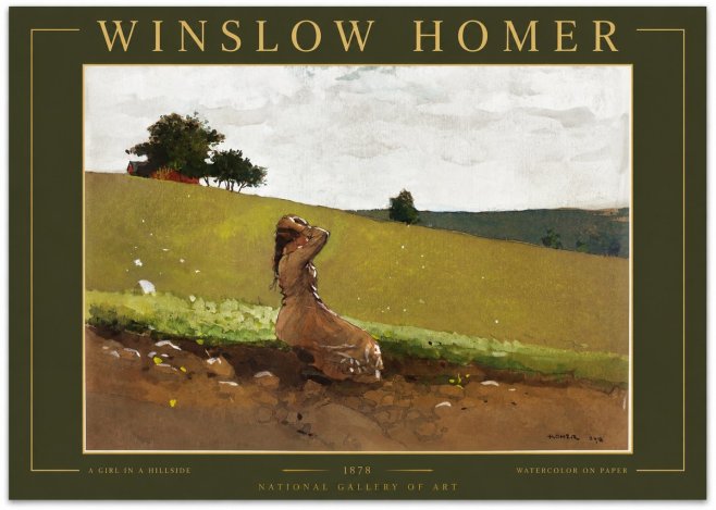 Winslow Homer A Girl in a Hillside No2 - Póster