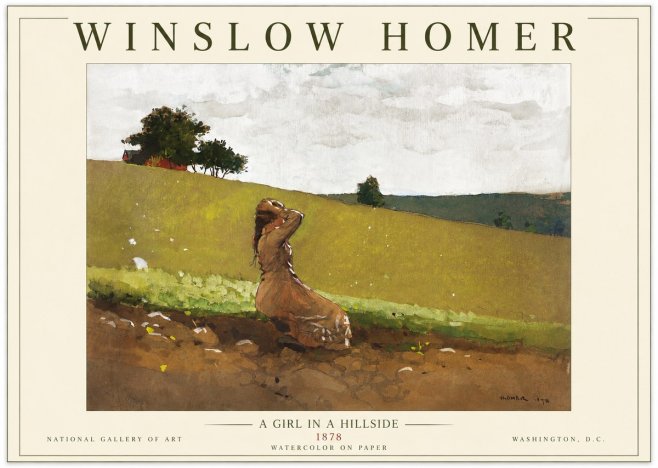 Winslow Homer A Girl in a Hillside No4 - Póster
