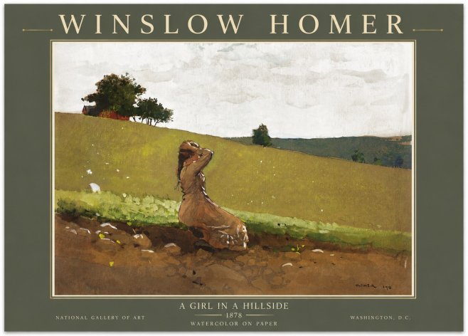 Winslow Homer A Girl in a Hillside No5 - Póster