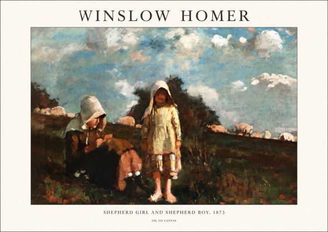 Winslow Homer Shepherd Girl and Shepherd Boy, 1873 No1 - Póster