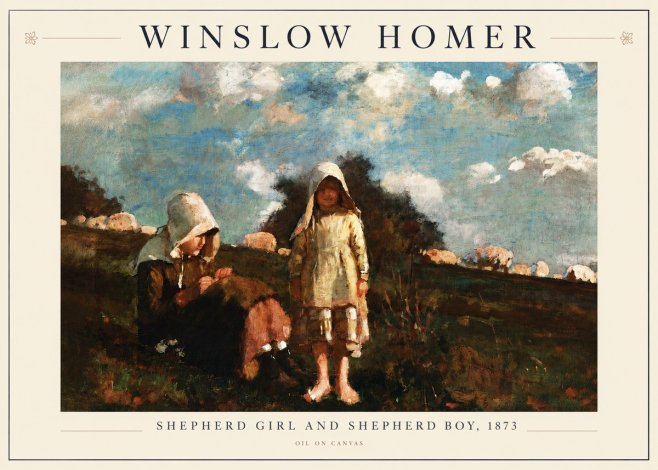 Winslow Homer Shepherd Girl and Shepherd Boy, 1873 No3 - Póster