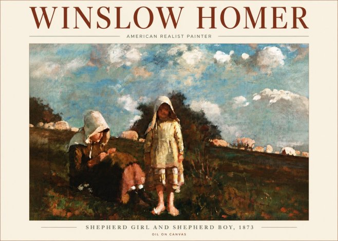 Winslow Homer Shepherd Girl and Shepherd Boy, 1873 No5 - Póster