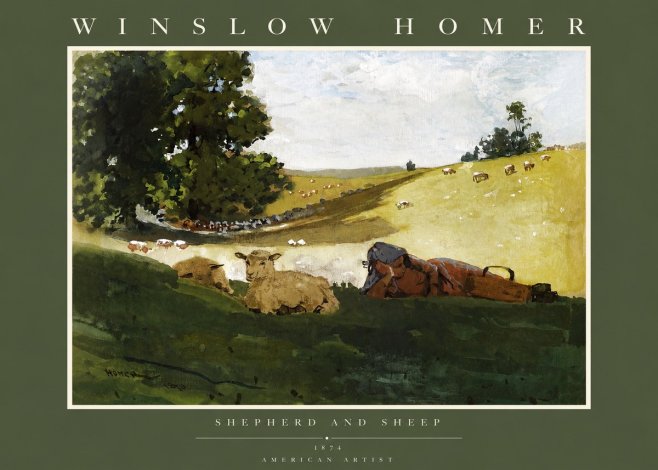 Winslow Homer Shepherd and Sheep No2 - Póster