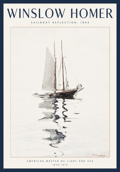 Winslow Homer Sailboat Reflection, 1894 No2 - Póster