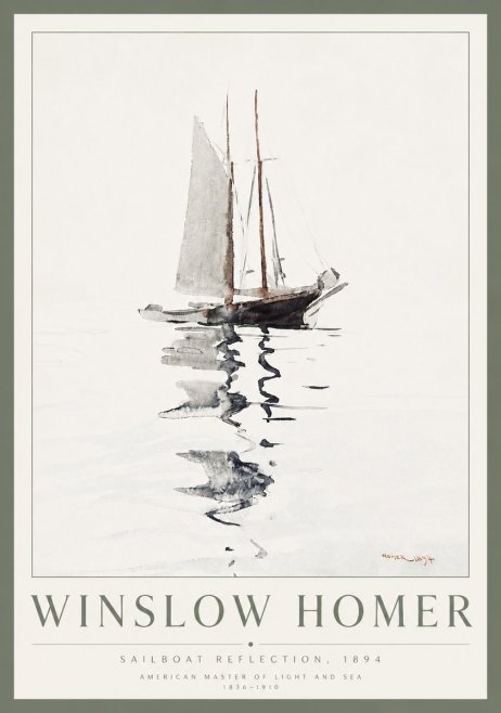 Winslow Homer Sailboat Reflection, 1894 No3 - Póster