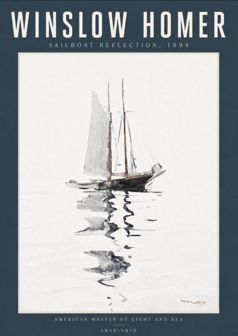 Winslow Homer Sailboat Reflection, 1894 No6 - Póster
