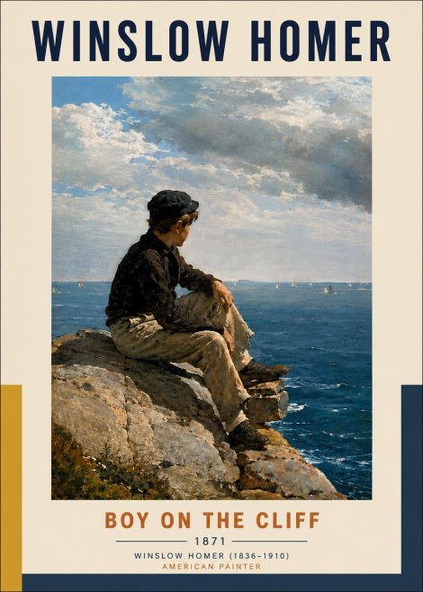 Winslow Homer Boy on the Cliff No4 - Póster