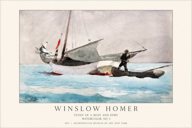 Winslow Homer Study of a Boat and Dory Watercolor, No. 3 No1 - Póster