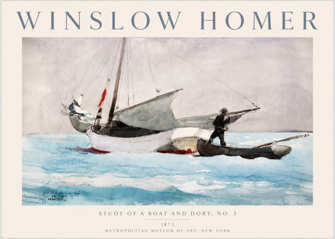 Winslow Homer Study of a Boat and Dory Watercolor, No. 3 No3 - Póster