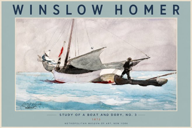 Winslow Homer Study of a Boat and Dory Watercolor, No. 3 No5 - Póster