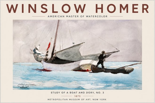 Winslow Homer Study of a Boat and Dory Watercolor, No. 3 No6 - Póster