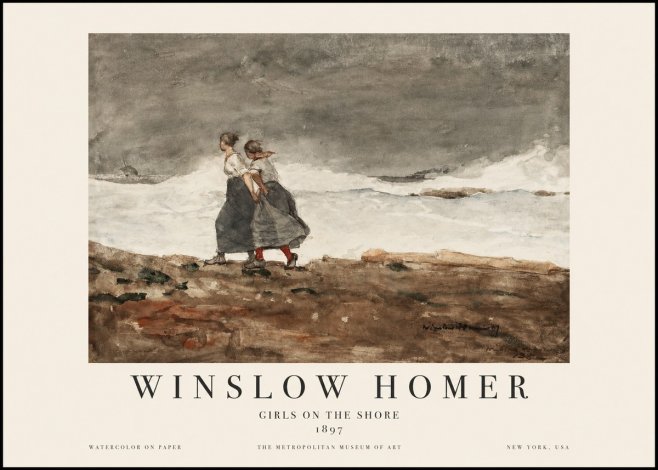 Winslow Homer Girls on the Shore No1 - Póster