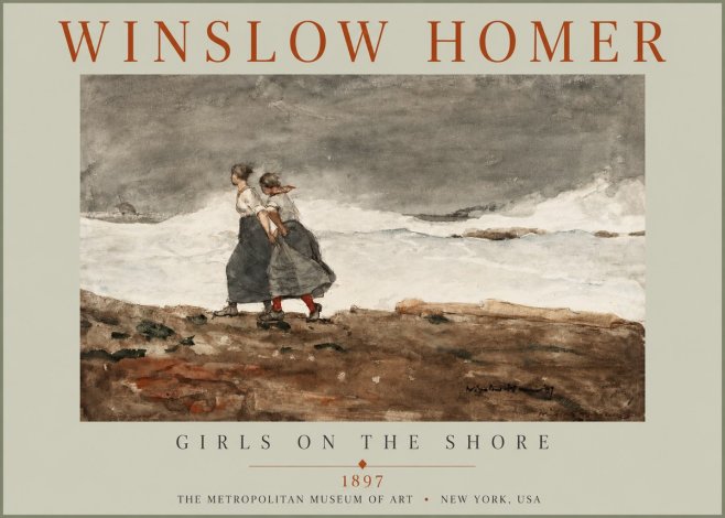 Winslow Homer Girls on the Shore No2 - Póster