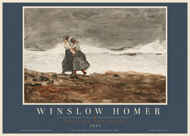 Winslow Homer Girls on the Shore No3 - Póster