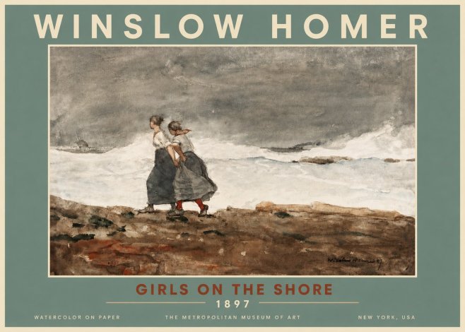 Winslow Homer Girls on the Shore No4 - Póster