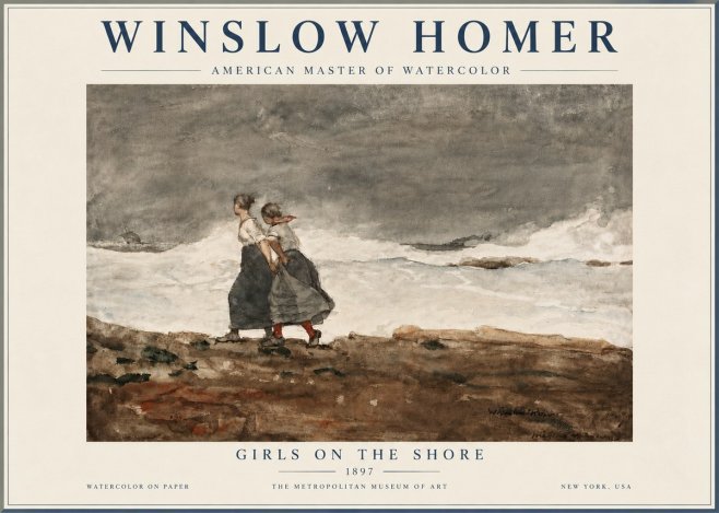 Winslow Homer Girls on the Shore No6 - Póster