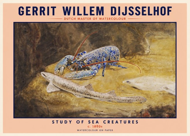 Gerrit Willem Dijsselhof Study of Sea Creatures No2 - Póster