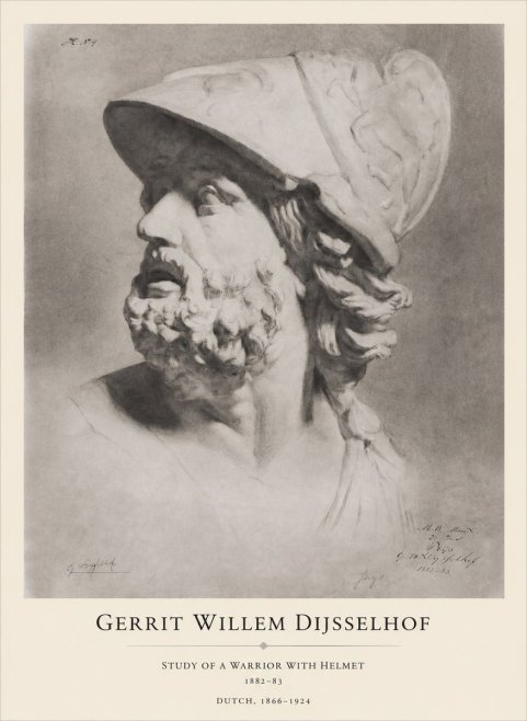 Gerrit Willem Dijsselhof Study of a Warrior with Helmet No1 - Póster