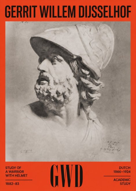 Gerrit Willem Dijsselhof Study of a Warrior with Helmet No2 - Póster