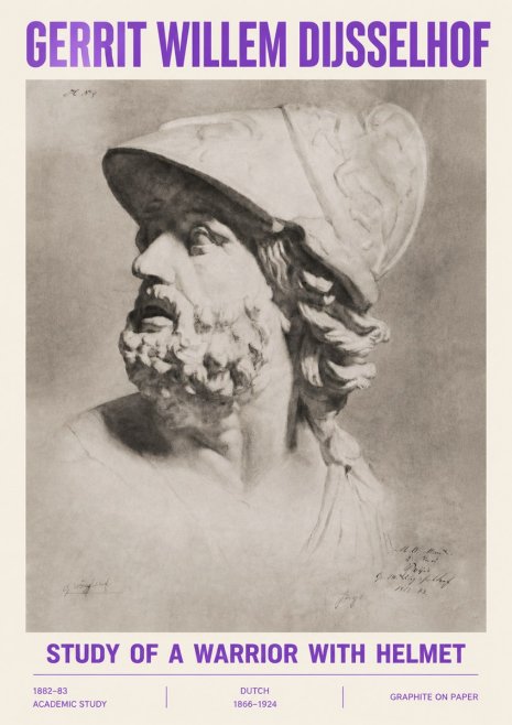 Gerrit Willem Dijsselhof Study of a Warrior with Helmet No4 - Póster