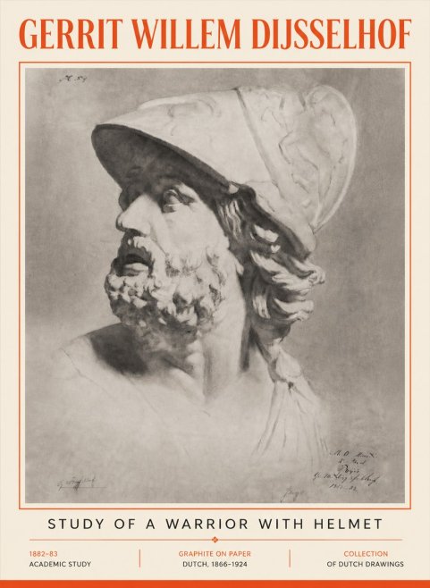 Gerrit Willem Dijsselhof Study of a Warrior with Helmet No5 - Póster