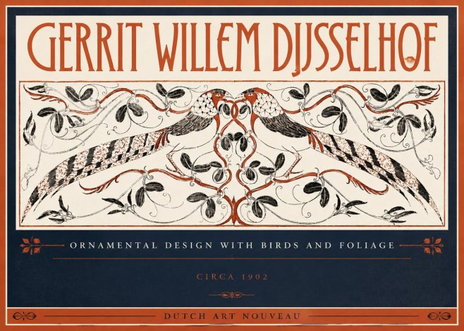 Gerrit Willem Dijsselhof Ornamental Design with Birds and Foliage No5 - Póster
