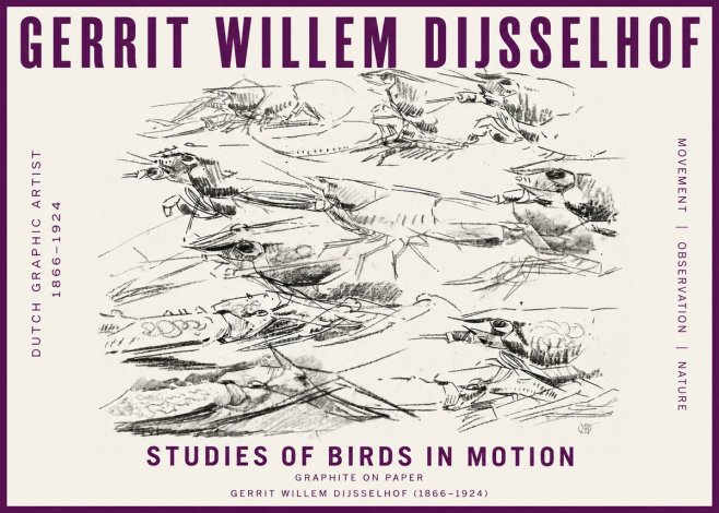 Gerrit Willem Dijsselhof Studies of Birds in Motion No5 - Póster