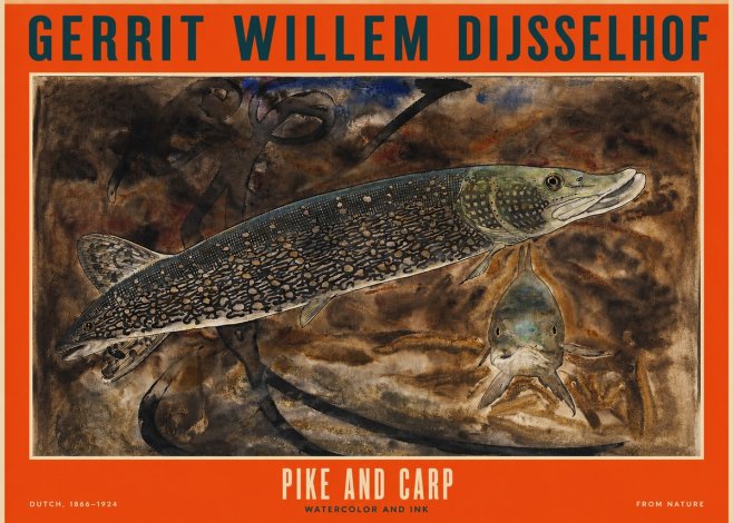 Gerrit Willem Dijsselhof Pike and Carp No2 - Póster