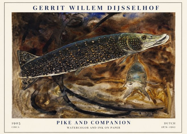 Gerrit Willem Dijsselhof Pike and Carp No3 - Póster