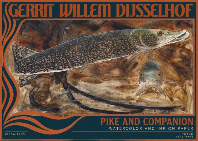 Gerrit Willem Dijsselhof Pike and Carp No4 - Póster
