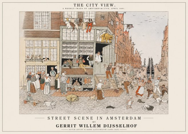 Gerrit Willem Dijsselhof Street Scene in Amsterdam No1 - Póster