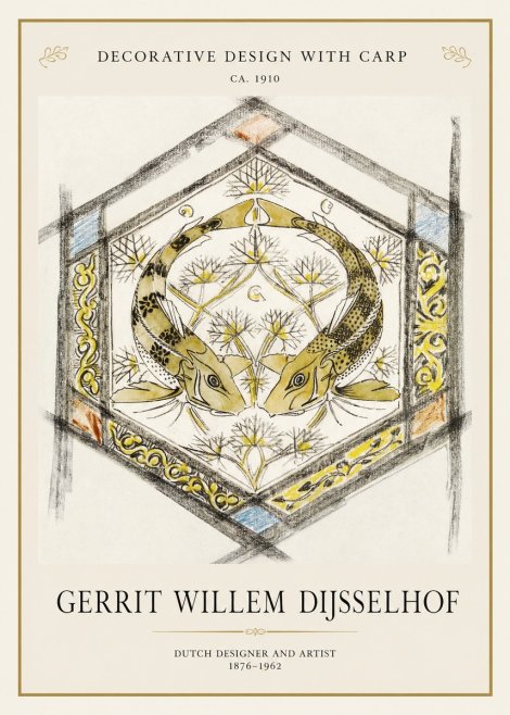 Gerrit Willem Dijsselhof Decorative Design with Carp No1 - Póster