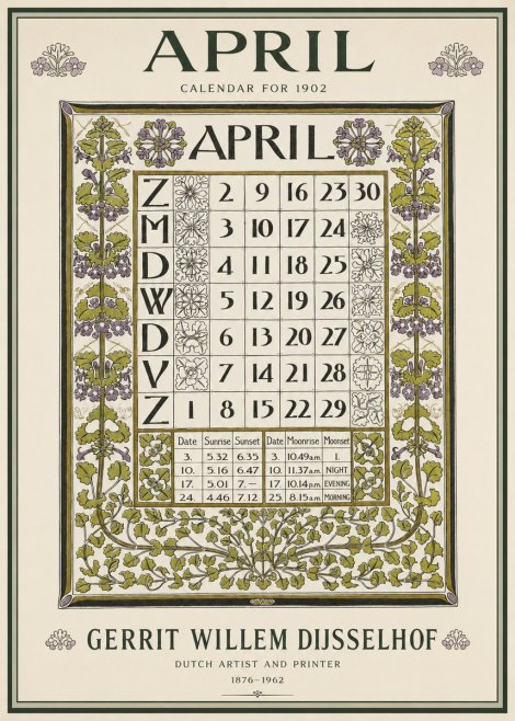 Gerrit Willem Dijsselhof April No3 - Póster