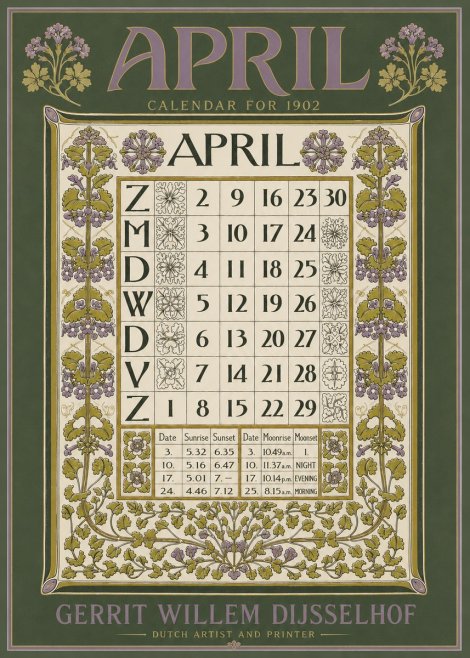 Gerrit Willem Dijsselhof April No5 - Póster