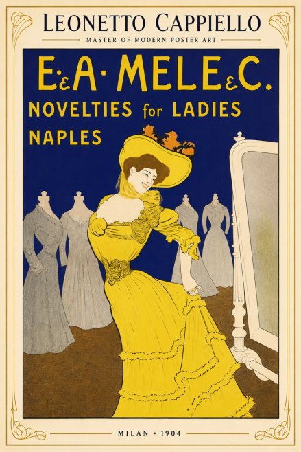 Leonetto Cappiello E.&a. Mele & C. Novelties for Ladies Naples No3 - Póster