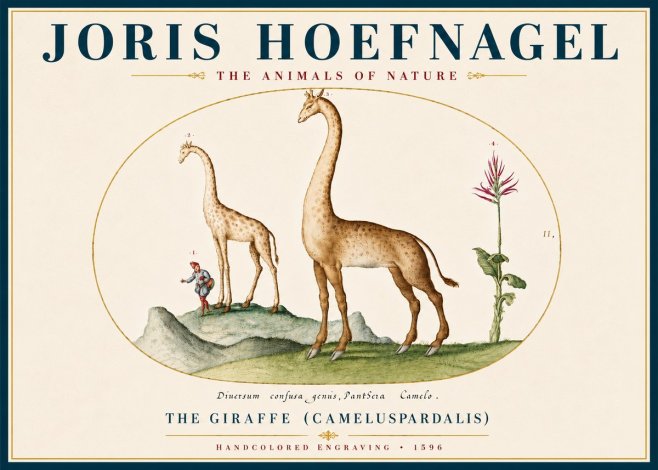 Joris Hoefnagel The Giraffe (Cameluspardalis) No5 - Póster