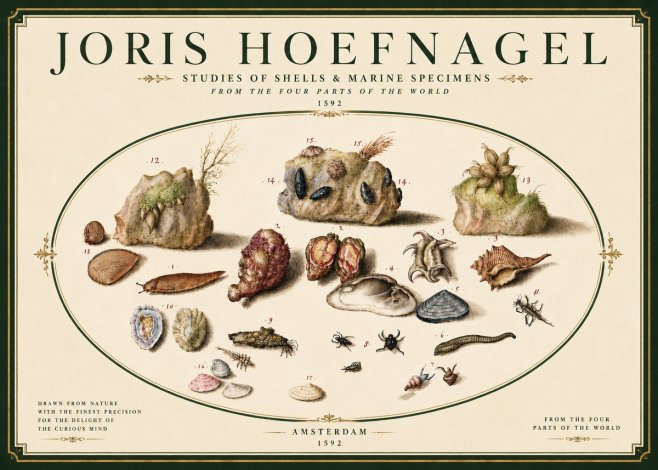 Joris Hoefnagel Studies of Shells & Marine Specimens No6 - Póster