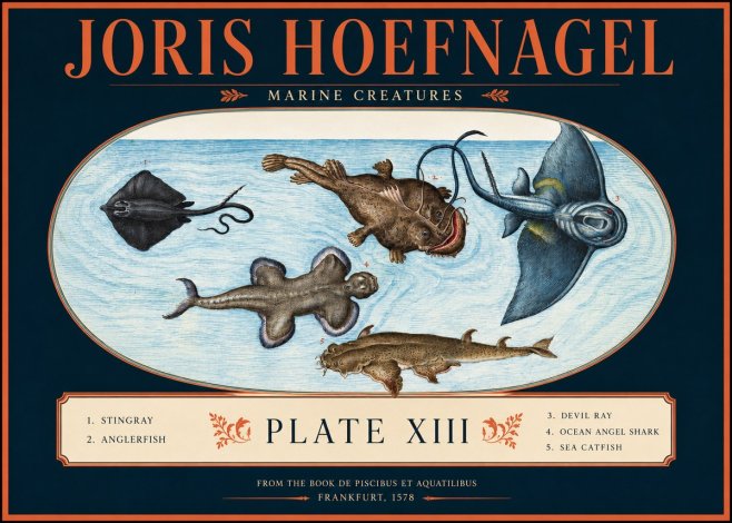 Joris Hoefnagel Marine Creatures Plate Xiii No2 - Póster