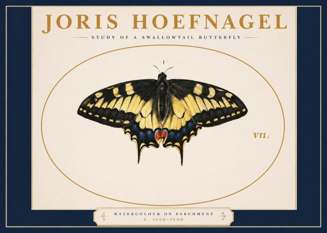 Joris Hoefnagel Study of a Swallowtail Butterfly No2 - Póster