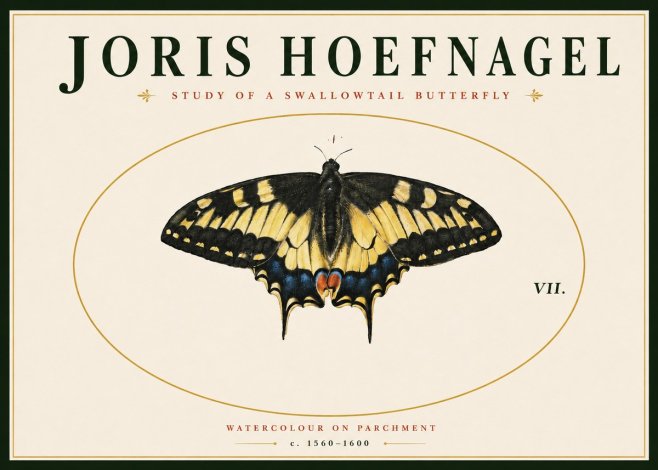 Joris Hoefnagel Study of a Swallowtail Butterfly No4 - Póster