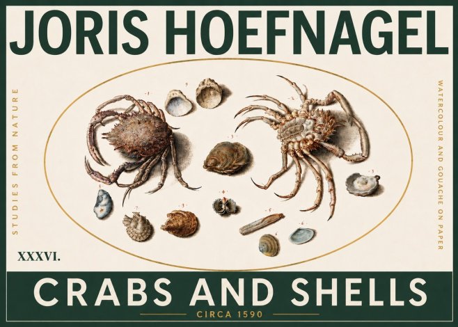 Joris Hoefnagel Crabs and Shells - Studies from Nature No5 - Póster