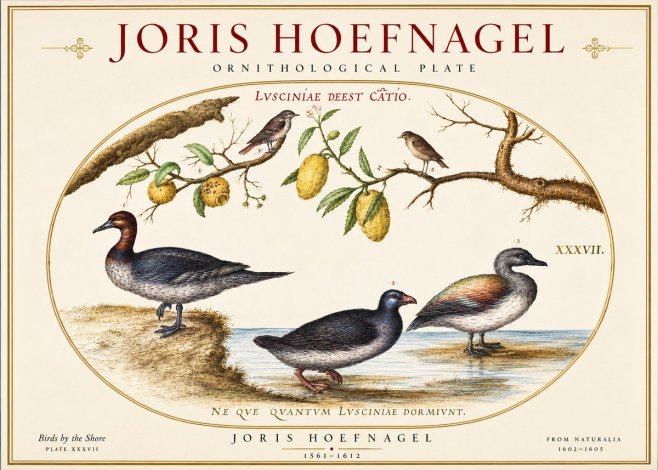 Joris Hoefnagel Plate Xxxvii from the Four Books of Birds No6 - Póster