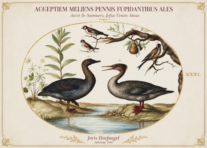 Joris Hoefnagel Acceptiem Meliens Pennis Fupidantibus Ales No1 - Póster