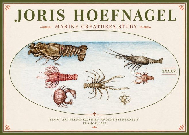 Joris Hoefnagel Studies of Crustaceans No5 - Póster