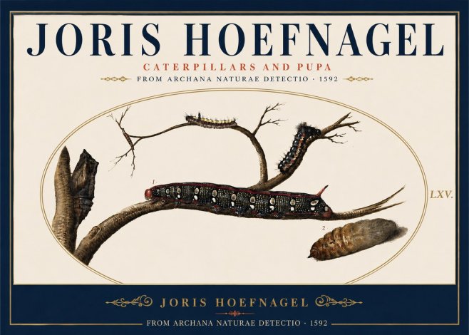 Joris Hoefnagel Caterpillars and Pupa No5 - Póster