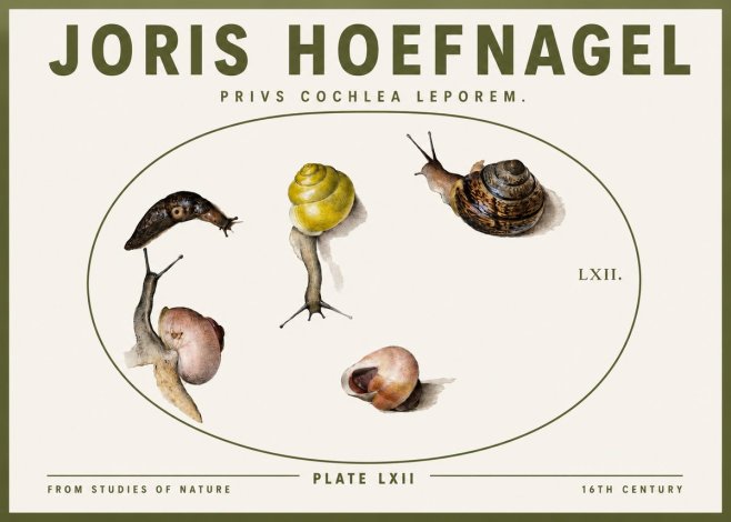 Joris Hoefnagel Privs Cochlea Leporem. No3 - Póster