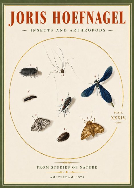 Joris Hoefnagel Insects and Arthropods No5 - Póster